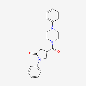 molecular formula C21H23N3O2 B5432614 1-phenyl-4-[(4-phenyl-1-piperazinyl)carbonyl]-2-pyrrolidinone 