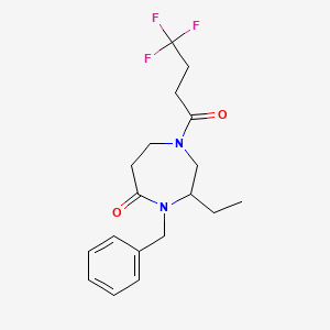 molecular formula C18H23F3N2O2 B5432622 4-benzyl-3-ethyl-1-(4,4,4-trifluorobutanoyl)-1,4-diazepan-5-one 