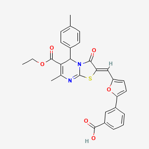 molecular formula C29H24N2O6S B5432624 3-(5-{(Z)-[6-(ethoxycarbonyl)-7-methyl-5-(4-methylphenyl)-3-oxo-5H-[1,3]thiazolo[3,2-a]pyrimidin-2(3H)-ylidene]methyl}furan-2-yl)benzoic acid 