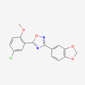 molecular formula C16H11ClN2O4 B5432809 3-(1,3-benzodioxol-5-yl)-5-(5-chloro-2-methoxyphenyl)-1,2,4-oxadiazole 