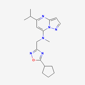 molecular formula C18H24N6O B5432821 N-[(5-cyclopentyl-1,2,4-oxadiazol-3-yl)methyl]-5-isopropyl-N-methylpyrazolo[1,5-a]pyrimidin-7-amine 