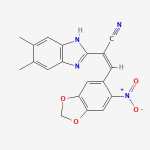 molecular formula C19H14N4O4 B5432824 (2Z)-2-(5,6-dimethyl-1H-benzimidazol-2-yl)-3-(6-nitro-1,3-benzodioxol-5-yl)prop-2-enenitrile 