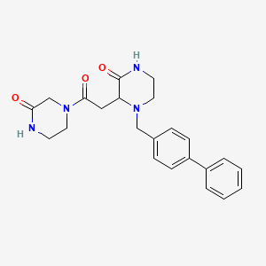 molecular formula C23H26N4O3 B5432836 4-(4-biphenylylmethyl)-3-[2-oxo-2-(3-oxo-1-piperazinyl)ethyl]-2-piperazinone 