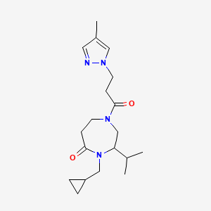 molecular formula C19H30N4O2 B5432839 4-(cyclopropylmethyl)-3-isopropyl-1-[3-(4-methyl-1H-pyrazol-1-yl)propanoyl]-1,4-diazepan-5-one 