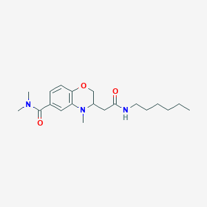 molecular formula C20H31N3O3 B5432869 3-[2-(hexylamino)-2-oxoethyl]-N,N,4-trimethyl-3,4-dihydro-2H-1,4-benzoxazine-6-carboxamide 