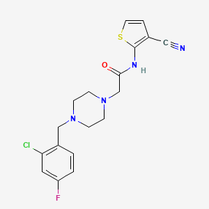 molecular formula C18H18ClFN4OS B5432910 2-[4-(2-chloro-4-fluorobenzyl)-1-piperazinyl]-N-(3-cyano-2-thienyl)acetamide 