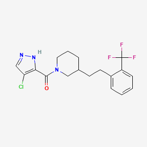 molecular formula C18H19ClF3N3O B5432961 (4-chloro-1H-pyrazol-5-yl)-[3-[2-[2-(trifluoromethyl)phenyl]ethyl]piperidin-1-yl]methanone 