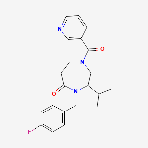 molecular formula C21H24FN3O2 B5432965 4-(4-fluorobenzyl)-3-isopropyl-1-(pyridin-3-ylcarbonyl)-1,4-diazepan-5-one 