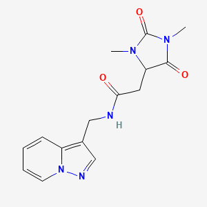 molecular formula C15H17N5O3 B5432970 2-(1,3-dimethyl-2,5-dioxoimidazolidin-4-yl)-N-(pyrazolo[1,5-a]pyridin-3-ylmethyl)acetamide 