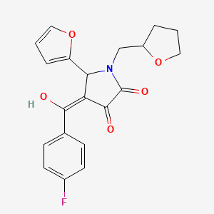 molecular formula C20H18FNO5 B5433006 (4E)-4-[(4-fluorophenyl)-hydroxymethylidene]-5-(furan-2-yl)-1-(oxolan-2-ylmethyl)pyrrolidine-2,3-dione 