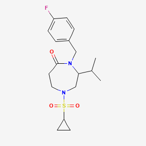 molecular formula C18H25FN2O3S B5433008 1-(cyclopropylsulfonyl)-4-(4-fluorobenzyl)-3-isopropyl-1,4-diazepan-5-one 