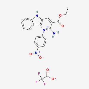 molecular formula C22H17F3N4O6 B5433021 2-amino-3-(ethoxycarbonyl)-1-(4-nitrophenyl)-5H-pyrido[3,2-b]indol-1-ium trifluoroacetate 