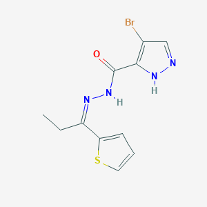 molecular formula C11H11BrN4OS B5433126 4-bromo-N'-[1-(2-thienyl)propylidene]-1H-pyrazole-3-carbohydrazide 