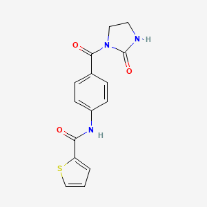 molecular formula C15H13N3O3S B5433129 N-{4-[(2-oxo-1-imidazolidinyl)carbonyl]phenyl}-2-thiophenecarboxamide 