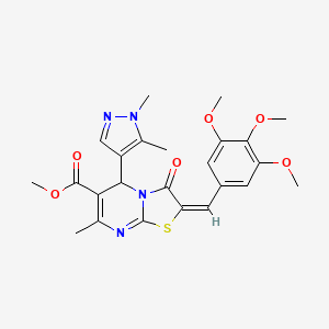 METHYL 5-(1,5-DIMETHYL-1H-PYRAZOL-4-YL)-7-METHYL-3-OXO-2-[(E)-1-(3,4,5-TRIMETHOXYPHENYL)METHYLIDENE]-2,3-DIHYDRO-5H-[1,3]THIAZOLO[3,2-A]PYRIMIDINE-6-CARBOXYLATE