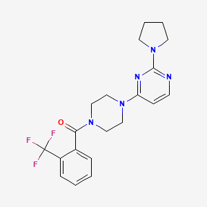 molecular formula C20H22F3N5O B5433244 2-(1-pyrrolidinyl)-4-{4-[2-(trifluoromethyl)benzoyl]-1-piperazinyl}pyrimidine 