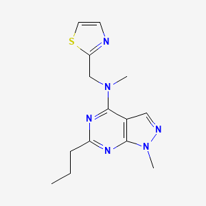 molecular formula C14H18N6S B5433412 N,1-dimethyl-6-propyl-N-(1,3-thiazol-2-ylmethyl)-1H-pyrazolo[3,4-d]pyrimidin-4-amine 