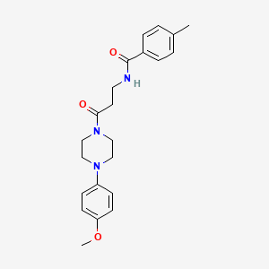 molecular formula C22H27N3O3 B5433462 N-{3-[4-(4-methoxyphenyl)-1-piperazinyl]-3-oxopropyl}-4-methylbenzamide 