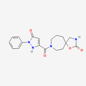 molecular formula C18H20N4O4 B5433488 8-[(5-oxo-1-phenyl-2,5-dihydro-1H-pyrazol-3-yl)carbonyl]-1-oxa-3,8-diazaspiro[4.6]undecan-2-one 