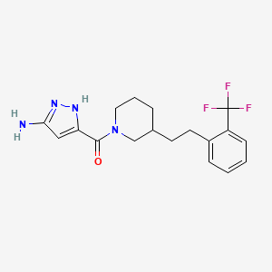 molecular formula C18H21F3N4O B5433542 3-[(3-{2-[2-(trifluoromethyl)phenyl]ethyl}-1-piperidinyl)carbonyl]-1H-pyrazol-5-amine 