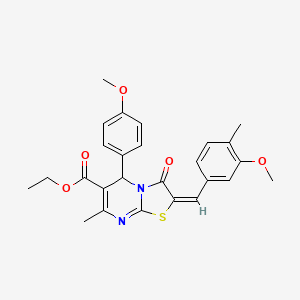 ethyl (2E)-2-[(3-methoxy-4-methylphenyl)methylidene]-5-(4-methoxyphenyl)-7-methyl-3-oxo-5H-[1,3]thiazolo[3,2-a]pyrimidine-6-carboxylate