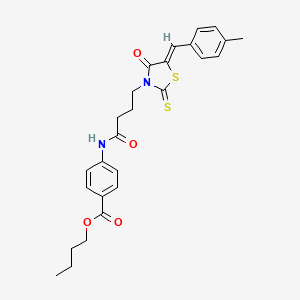 molecular formula C26H28N2O4S2 B5433721 butyl 4-({4-[5-(4-methylbenzylidene)-4-oxo-2-thioxo-1,3-thiazolidin-3-yl]butanoyl}amino)benzoate 