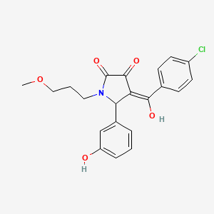 molecular formula C21H20ClNO5 B5433743 4-(4-chlorobenzoyl)-3-hydroxy-5-(3-hydroxyphenyl)-1-(3-methoxypropyl)-1,5-dihydro-2H-pyrrol-2-one 