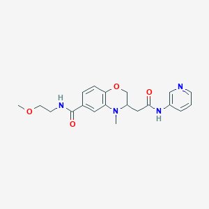 molecular formula C20H24N4O4 B5433744 N-(2-methoxyethyl)-4-methyl-3-[2-oxo-2-(pyridin-3-ylamino)ethyl]-3,4-dihydro-2H-1,4-benzoxazine-6-carboxamide 