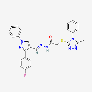 molecular formula C27H22FN7OS B5433747 N'-{[3-(4-fluorophenyl)-1-phenyl-1H-pyrazol-4-yl]methylene}-2-[(5-methyl-4-phenyl-4H-1,2,4-triazol-3-yl)thio]acetohydrazide 