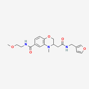 molecular formula C20H25N3O5 B5433781 3-{2-[(3-furylmethyl)amino]-2-oxoethyl}-N-(2-methoxyethyl)-4-methyl-3,4-dihydro-2H-1,4-benzoxazine-6-carboxamide 