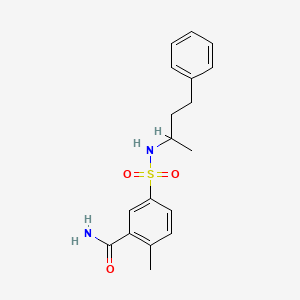 molecular formula C18H22N2O3S B5433823 2-methyl-5-{[(1-methyl-3-phenylpropyl)amino]sulfonyl}benzamide 