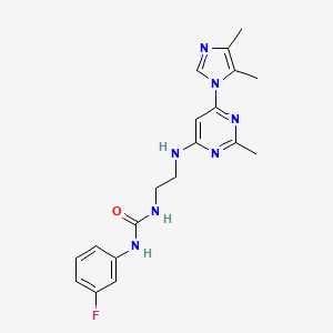 molecular formula C19H22FN7O B5433828 N-(2-{[6-(4,5-dimethyl-1H-imidazol-1-yl)-2-methyl-4-pyrimidinyl]amino}ethyl)-N'-(3-fluorophenyl)urea 