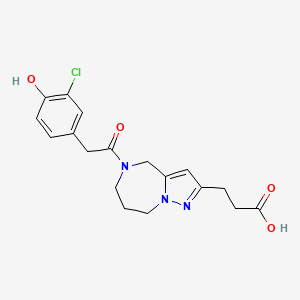 3-{5-[(3-chloro-4-hydroxyphenyl)acetyl]-5,6,7,8-tetrahydro-4H-pyrazolo[1,5-a][1,4]diazepin-2-yl}propanoic acid