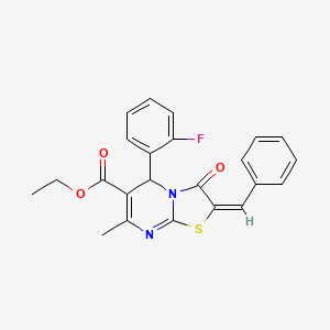 molecular formula C23H19FN2O3S B5433903 ethyl 2-benzylidene-5-(2-fluorophenyl)-7-methyl-3-oxo-2,3-dihydro-5H-[1,3]thiazolo[3,2-a]pyrimidine-6-carboxylate 