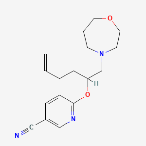 molecular formula C17H23N3O2 B5433923 6-{[(2S,5R)-5-(1,4-oxazepan-4-ylmethyl)tetrahydrofuran-2-yl]methyl}nicotinonitrile 