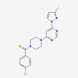 molecular formula C19H19ClN6O B5433929 4-[4-(4-chlorobenzoyl)-1-piperazinyl]-6-(3-methyl-1H-pyrazol-1-yl)pyrimidine 