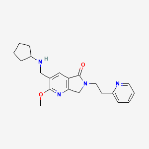 molecular formula C21H26N4O2 B5433991 3-[(cyclopentylamino)methyl]-2-methoxy-6-(2-pyridin-2-ylethyl)-6,7-dihydro-5H-pyrrolo[3,4-b]pyridin-5-one 