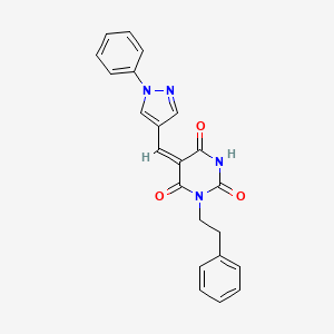 1-(2-phenylethyl)-5-[(1-phenyl-1H-pyrazol-4-yl)methylene]-2,4,6(1H,3H,5H)-pyrimidinetrione