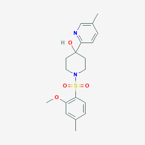 molecular formula C19H24N2O4S B5434088 1-[(2-methoxy-4-methylphenyl)sulfonyl]-4-(5-methylpyridin-2-yl)piperidin-4-ol 