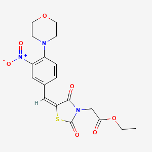 molecular formula C18H19N3O7S B5434168 ethyl {(5E)-5-[4-(morpholin-4-yl)-3-nitrobenzylidene]-2,4-dioxo-1,3-thiazolidin-3-yl}acetate 