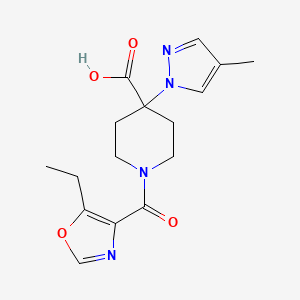 1-[(5-ethyl-1,3-oxazol-4-yl)carbonyl]-4-(4-methyl-1H-pyrazol-1-yl)piperidine-4-carboxylic acid