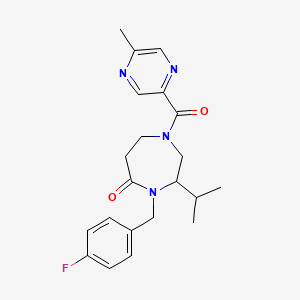 molecular formula C21H25FN4O2 B5434212 4-(4-fluorobenzyl)-3-isopropyl-1-[(5-methylpyrazin-2-yl)carbonyl]-1,4-diazepan-5-one 