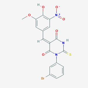 molecular formula C18H12BrN3O6S B5434240 1-(3-bromophenyl)-5-(4-hydroxy-3-methoxy-5-nitrobenzylidene)-2-thioxodihydro-4,6(1H,5H)-pyrimidinedione 