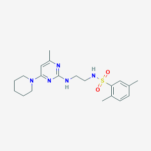 molecular formula C20H29N5O2S B5434267 2,5-dimethyl-N-(2-{[4-methyl-6-(1-piperidinyl)-2-pyrimidinyl]amino}ethyl)benzenesulfonamide 