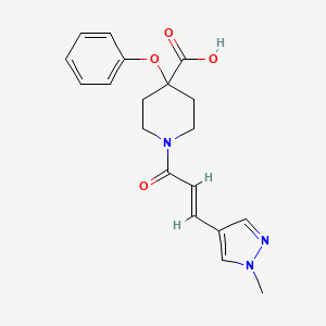 molecular formula C19H21N3O4 B5434278 1-[(2E)-3-(1-methyl-1H-pyrazol-4-yl)prop-2-enoyl]-4-phenoxypiperidine-4-carboxylic acid 