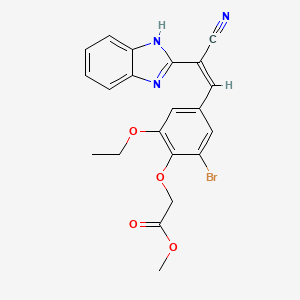 molecular formula C21H18BrN3O4 B5434319 methyl {4-[(Z)-2-(1H-benzimidazol-2-yl)-2-cyanoethenyl]-2-bromo-6-ethoxyphenoxy}acetate 