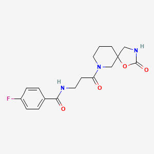 4-fluoro-N-[3-oxo-3-(2-oxo-1-oxa-3,7-diazaspiro[4.5]dec-7-yl)propyl]benzamide