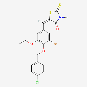 (5E)-5-[[3-bromo-4-[(4-chlorophenyl)methoxy]-5-ethoxyphenyl]methylidene]-3-methyl-2-sulfanylidene-1,3-thiazolidin-4-one