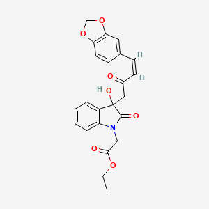 molecular formula C23H21NO7 B5434427 ethyl {3-[4-(1,3-benzodioxol-5-yl)-2-oxo-3-buten-1-yl]-3-hydroxy-2-oxo-2,3-dihydro-1H-indol-1-yl}acetate 