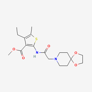 molecular formula C18H26N2O5S B5434475 methyl 2-[(1,4-dioxa-8-azaspiro[4.5]dec-8-ylacetyl)amino]-4-ethyl-5-methyl-3-thiophenecarboxylate 